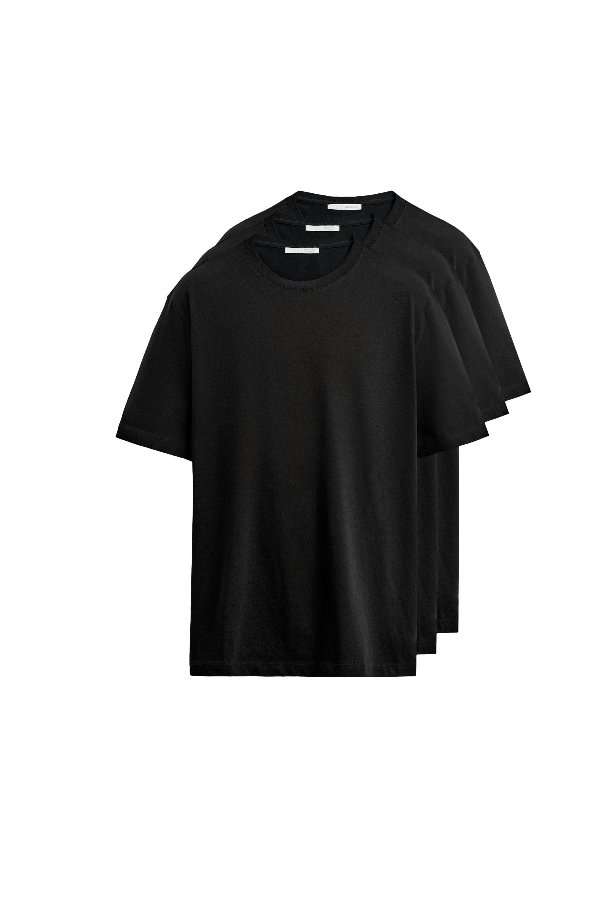 3-PACK BASIC MEDIUM WEIGHT T-SHIRT - Black | ZARA Canada