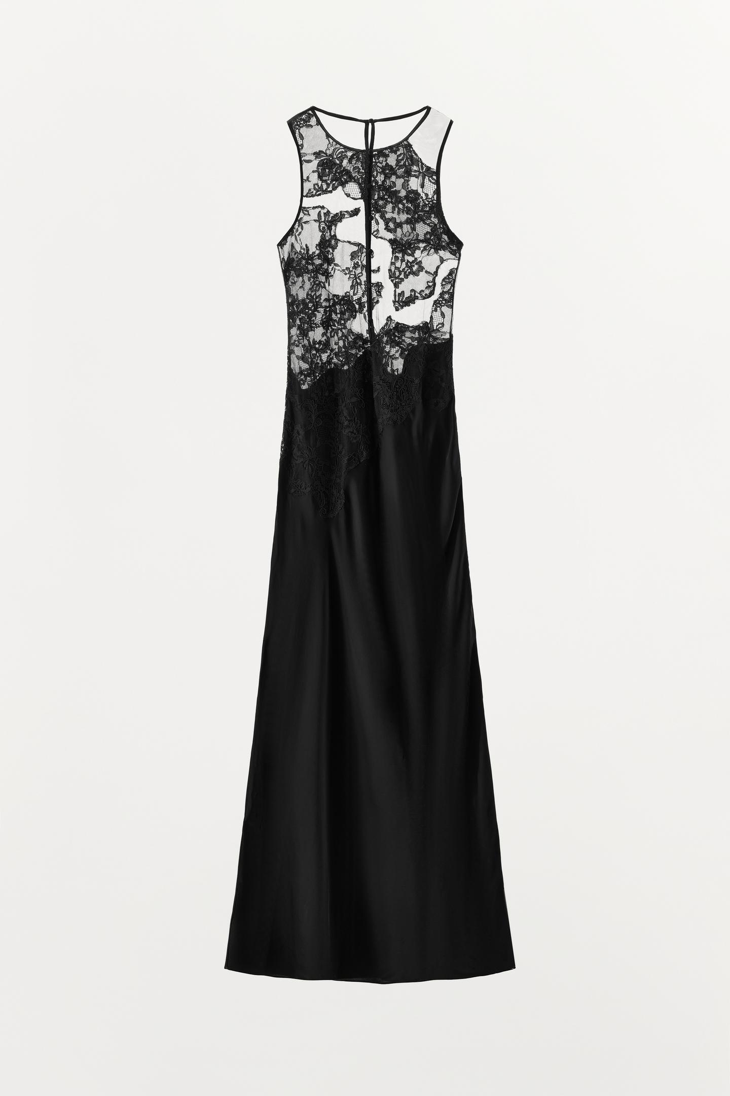 Женское платье Zara ZW Collection Lace Detail Maxi, цвет: Чёрный — фото 7