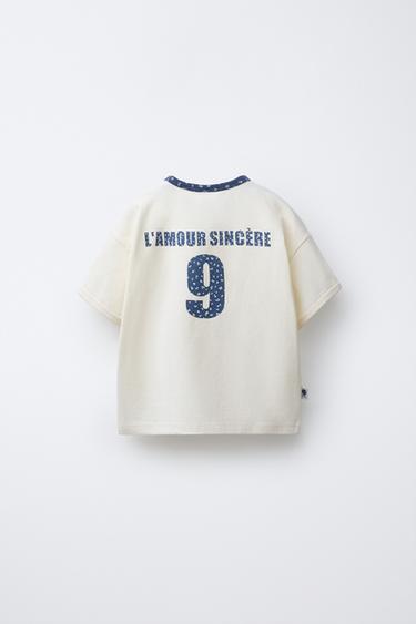 CAMISETA ESTAMPADA TEXTO FLORES - Azul claro de Zara