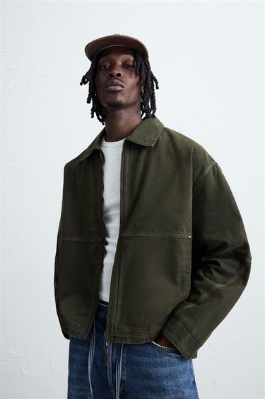 VESTE COUPE DÉCONTRACTÉE DÉLAVÉE - Kaki foncé de Zara - Image 5