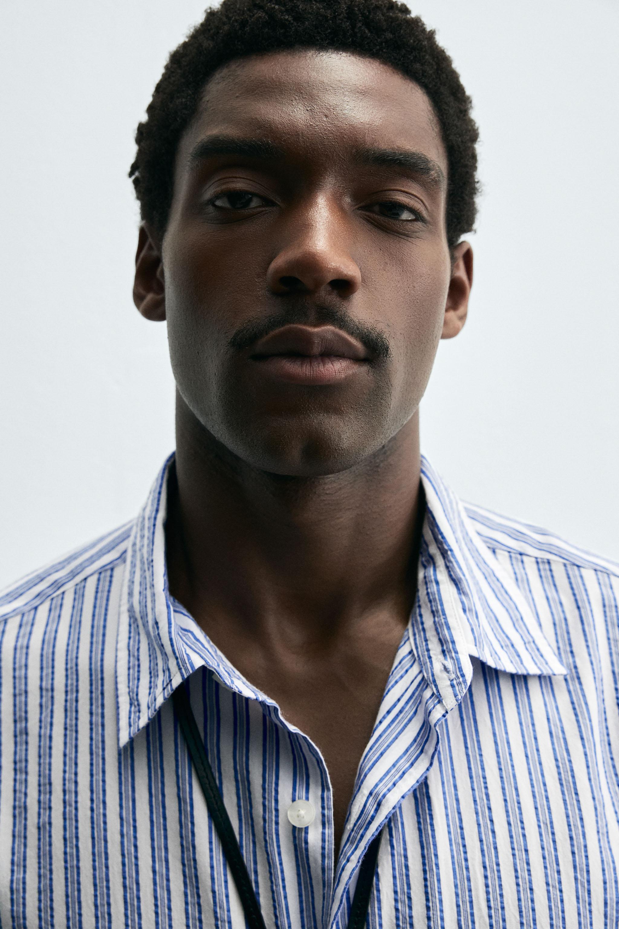 WRINKLED EFFECT STRIPED SHIRT - Blue / White | ZARA United States