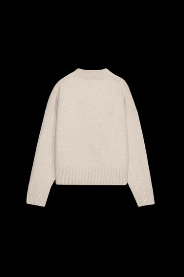 WEICHER EINFARBIGER STRICKPULLOVER - Cremefarben von Zara