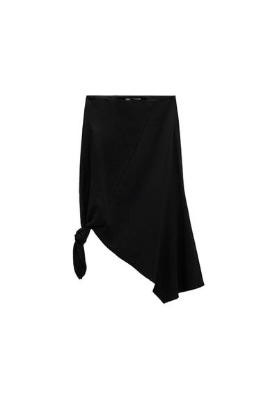 ASYMMETRIC LINEN BLEND SKIRT