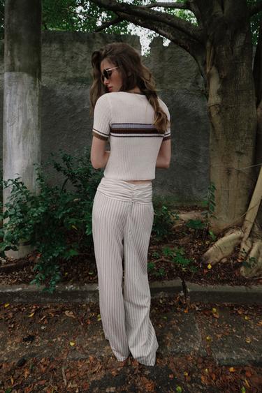 TOP RUSTIQUE À RAYURES - Écru de Zara - Image 3