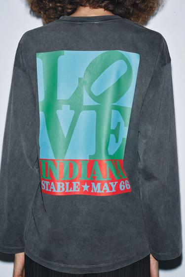 T-SHIRT LAVÉ À MANCHES LONGUES - Gris anthracite de Zara - Image 3