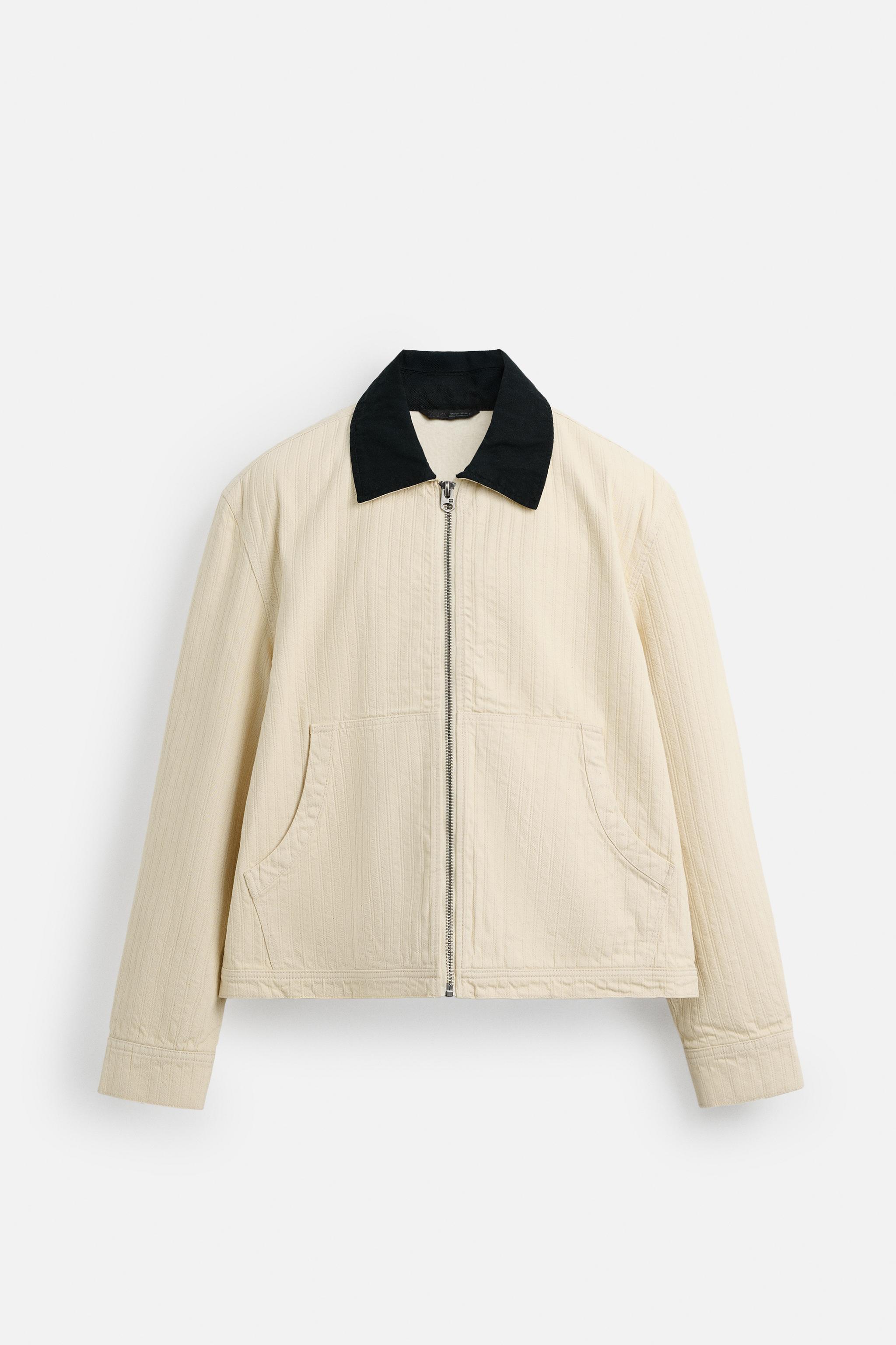 安心★関税込み★ZARA★CONTRAST STRIPED TEXTURED JACKET CONTRAST STRIPED TEXTURED JACKET - Oyster-white | ZARA