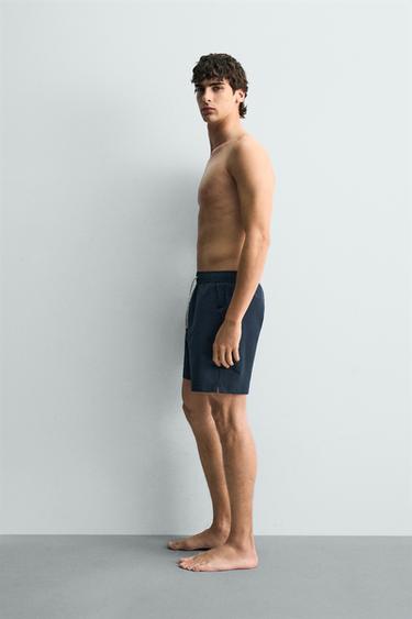 MAILLOT DE BAIN LONG EN SEERSUCKER - Bleu marine de Zara - Image 4