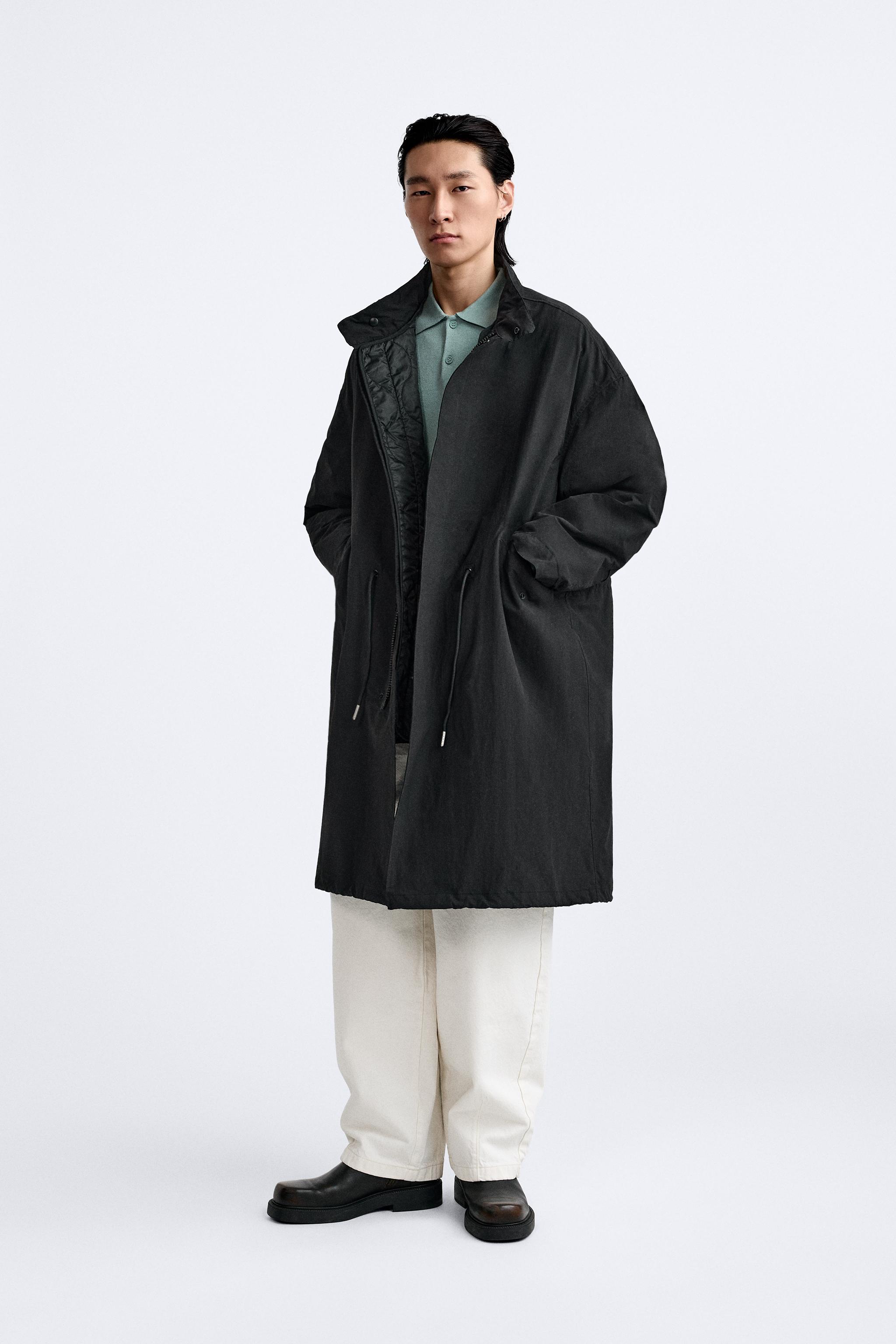 日本最大級 古着 ZARA MAN コート 中綿 フード収納 20 ステンカラー 