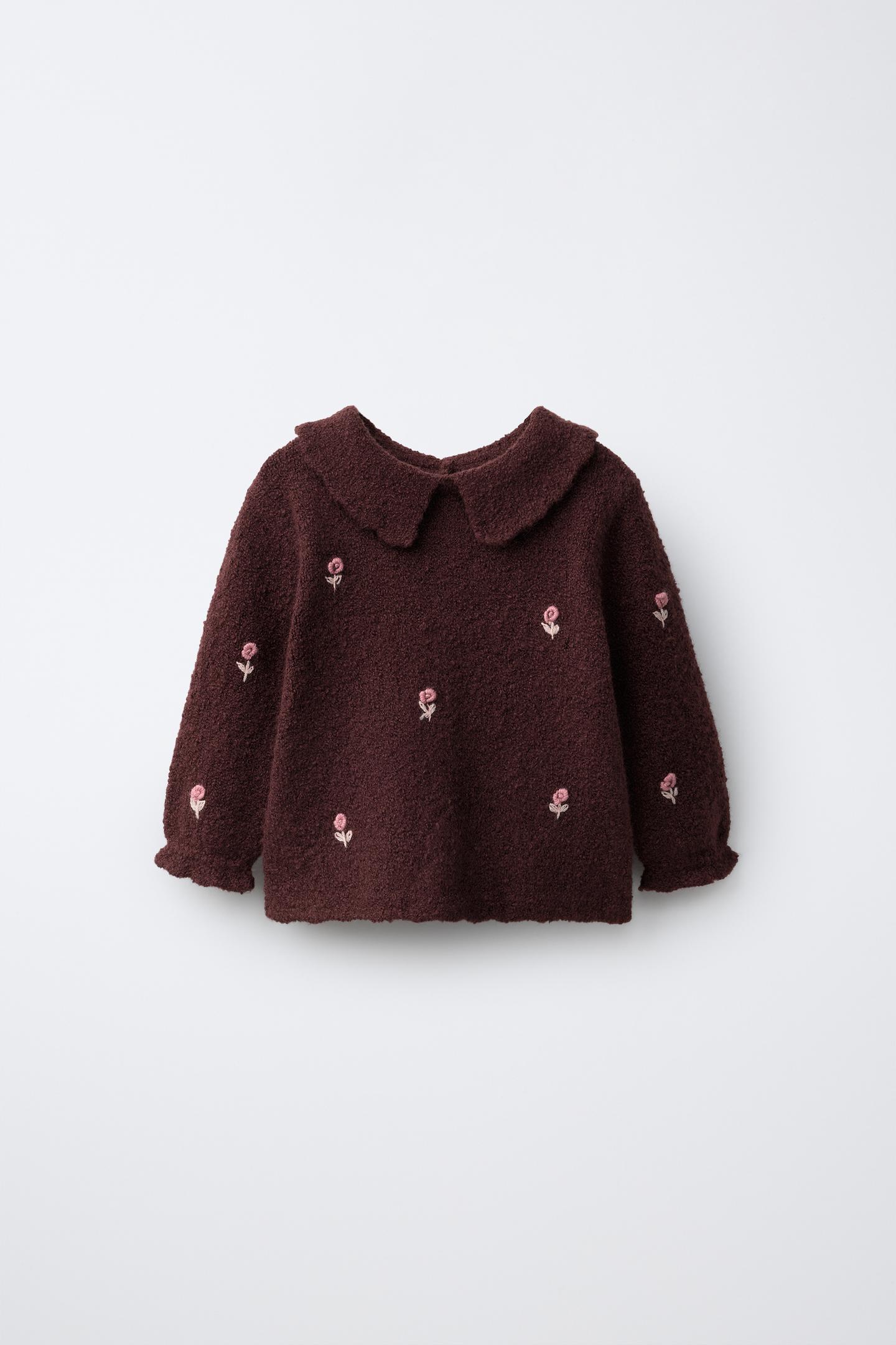Детский свитер Zara Dot Knit, цвет: Тёмный бордовый — фото 1