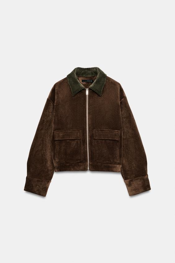 CAZADORA PANA CONTRASTE - Mocha de Zara - Imagen 0