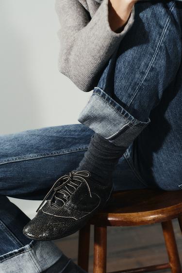WORN EFFECT LEATHER SHOES - Anthracite grey by Zara - Image 1