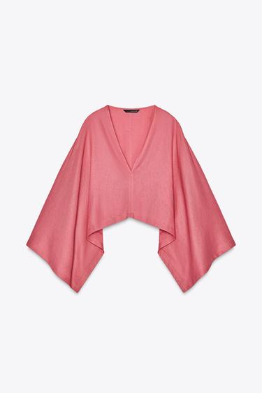ASYMMETRIC CAPE KIMONO - Bubble gum by Zara