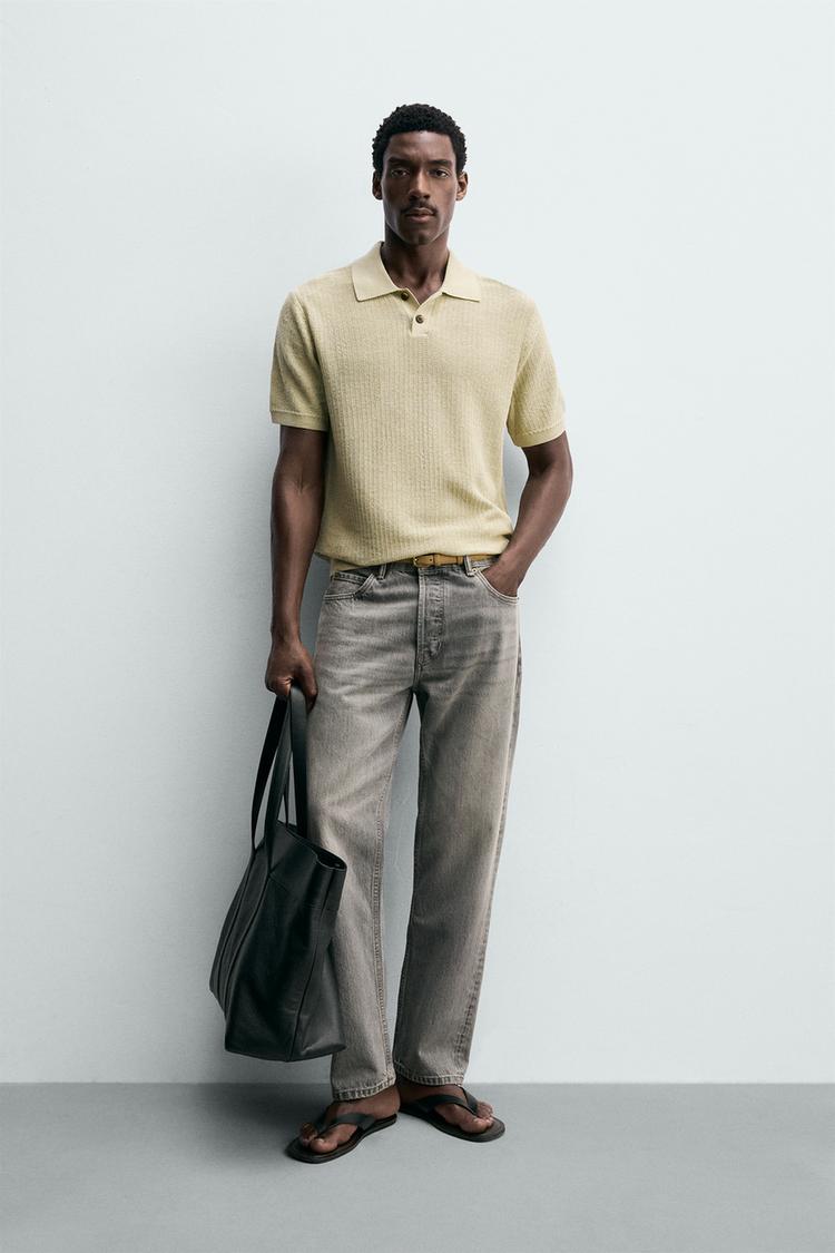 ZARA REGULAR FIT KNIT TEXTURED POLO SHIRT