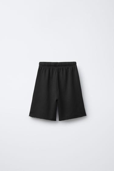 STRAIGHT-LEG WASHED-EFFECT STAR PLUSH BERMUDA SHORTS - Grey by Zara - Image 1