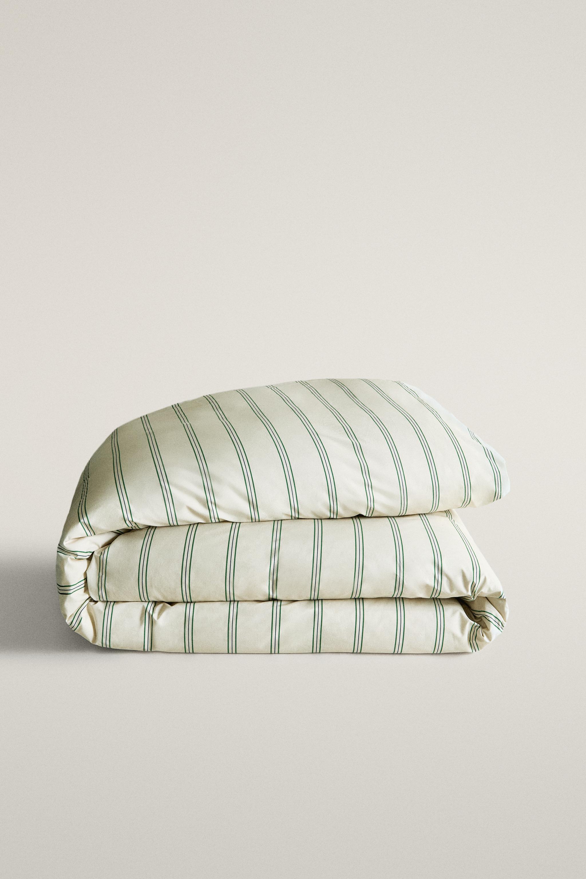 STRIPED PERCALE DUVET COVER (300 THREAD COUNT)