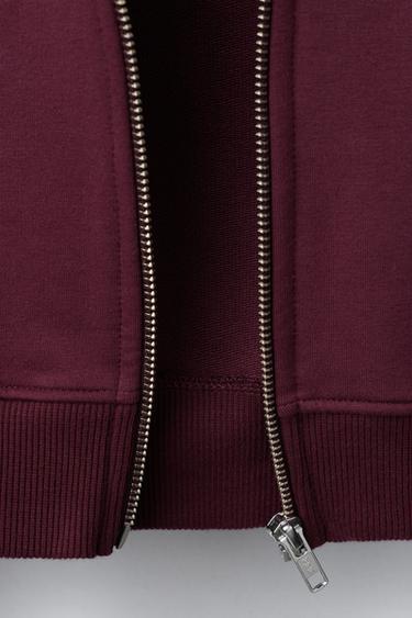 PLAIN ZIP-UP HOODIE - Burgundy by Zara - Image 3