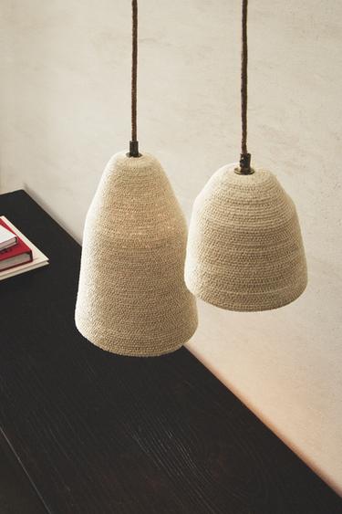 LARGE SEAGRASS CEILING LAMP - Light beige by Zara