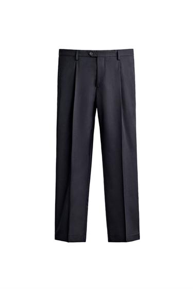 PANTALÓN TRAJE 100% LANA - Marino de Zara