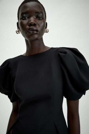 Zara PUFF SLEEVE TOP - Black