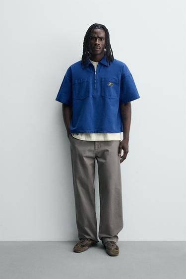 WASHED STRIPED BOXY FIT POLO SHIRT - Bluish by Zara