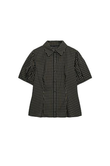 SHORT SLEEVE CHECK SHIRT - Brown / Green by Zara