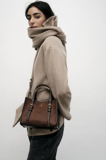BOLSO MINI SHOPPER - Chocolate de Zara