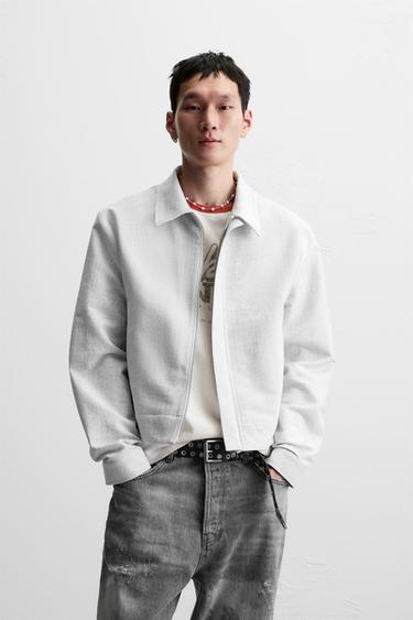 CROPPED FIT JACQUARD JACKET - Light grey by Zara