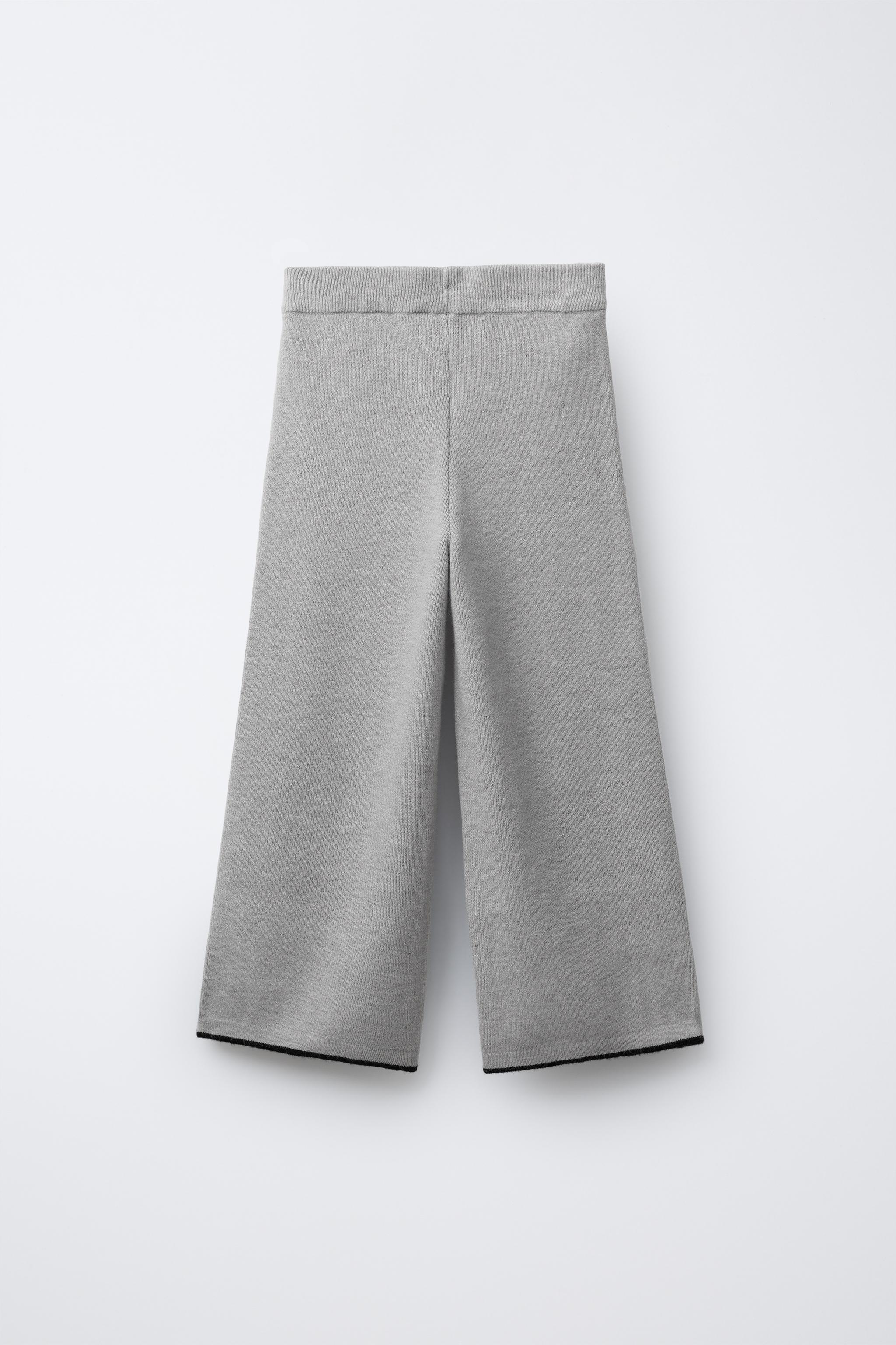 STRAIGHT LEG KNIT PANTS WITH BOWS - Gray | ZARA United States