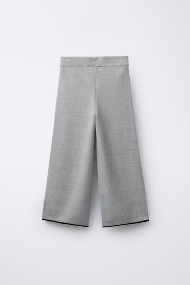 STRAIGHT FIT KNIT TROUSERS WITH BOWS - Grey by Zara - Image 1