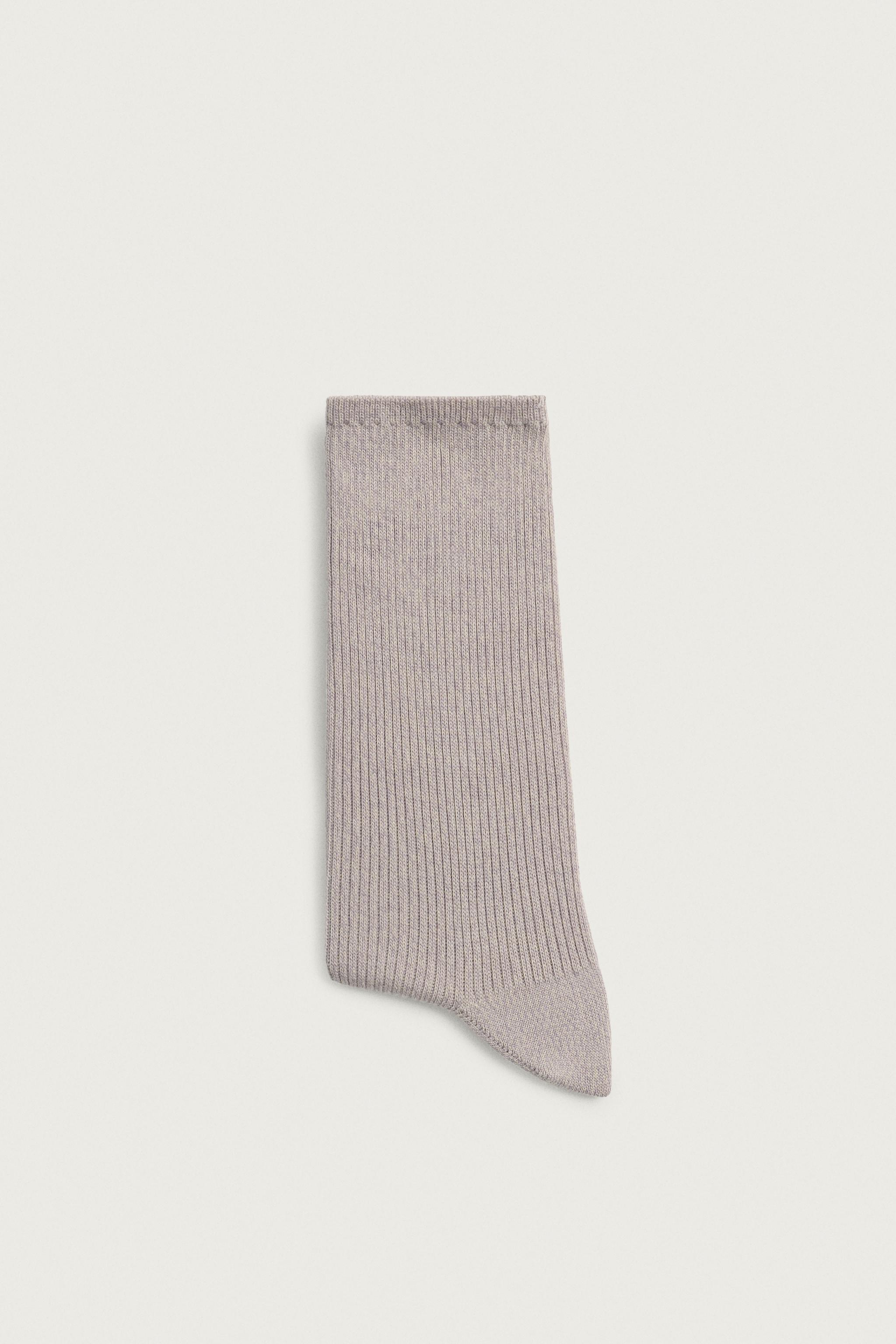 COTTON BLEND RIBBED SOCKS — Blue / Lavender