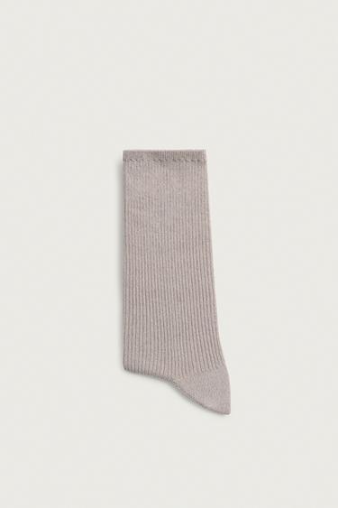 RIBBED COTTON BLEND SOCKS — Blue / Lavender 2