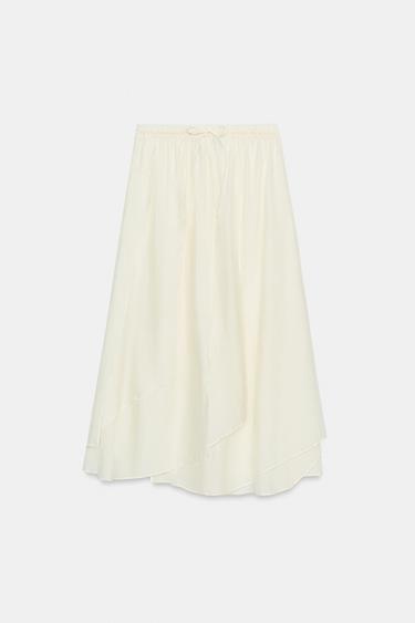 ZW COLLECTION FLOWING MIDI SKIRT - Ecru by Zara - Image 4