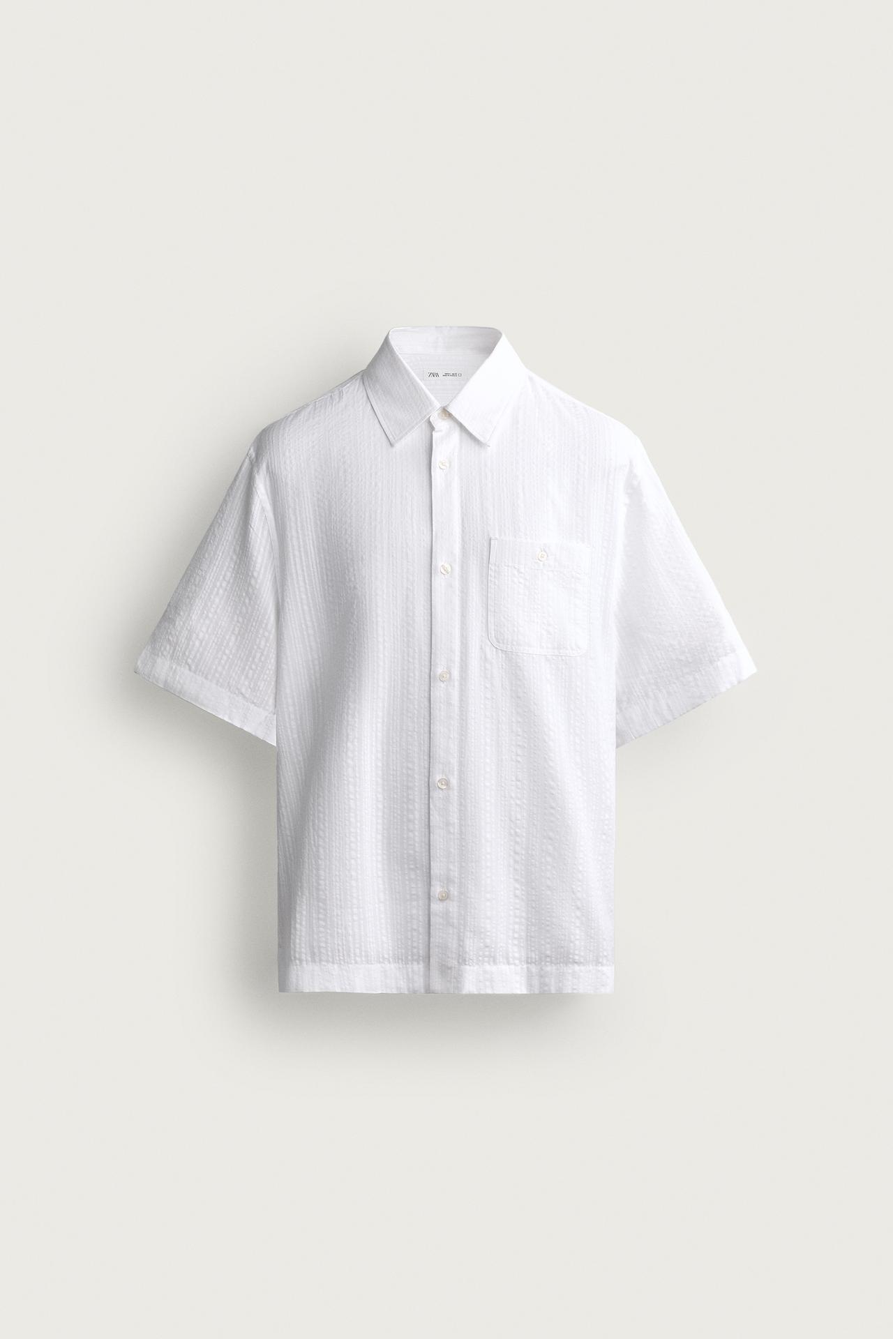 STRIPED JACQUARD SHIRT — White