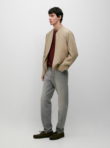 Zara Linen bomber jacket - Beige