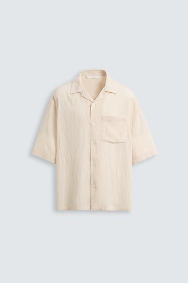 STRIPED TEXTURED SHIRT - Sand by Zara