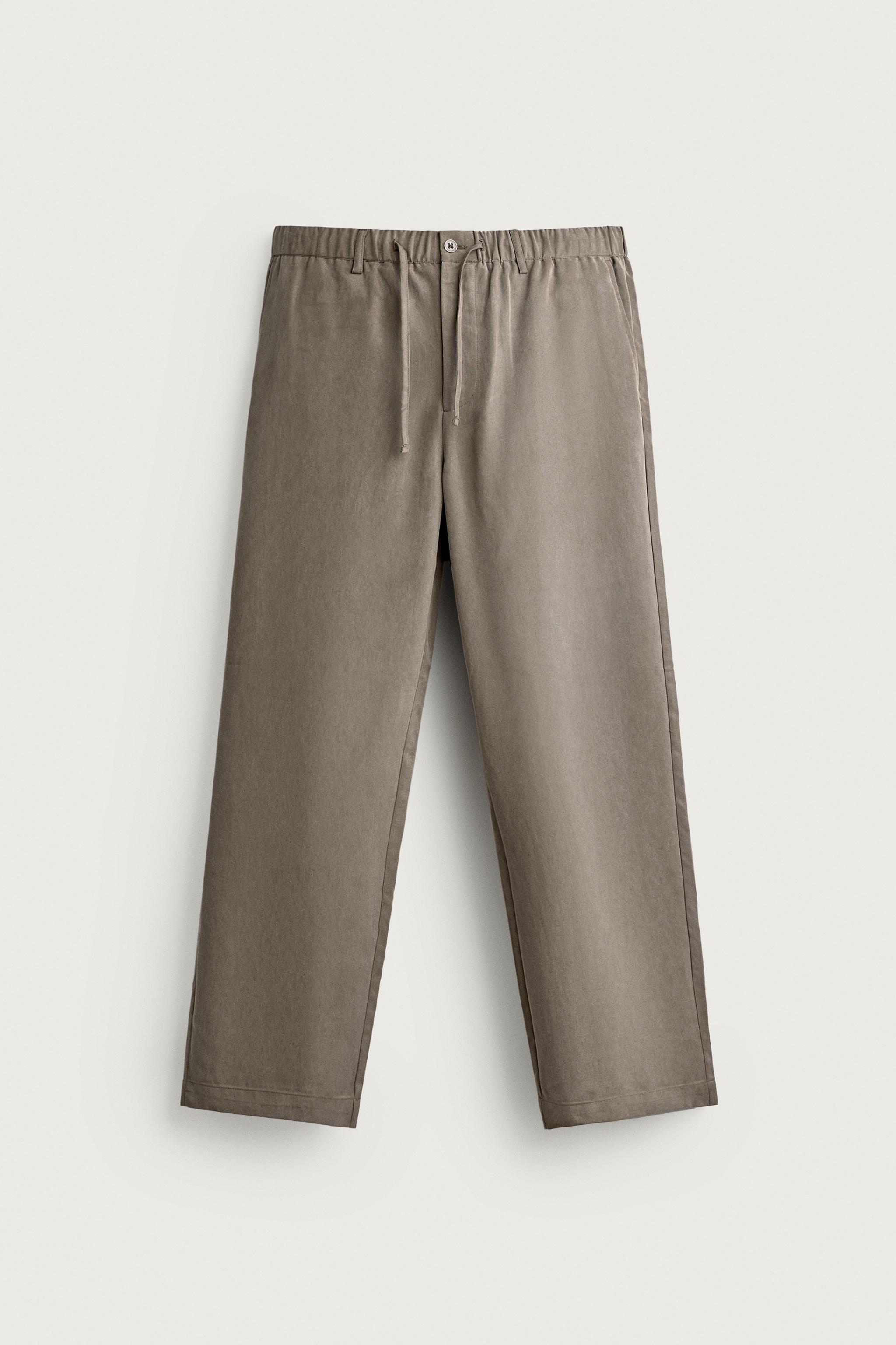 RELAXED FIT FLOWY PANTS — Gray / Natural