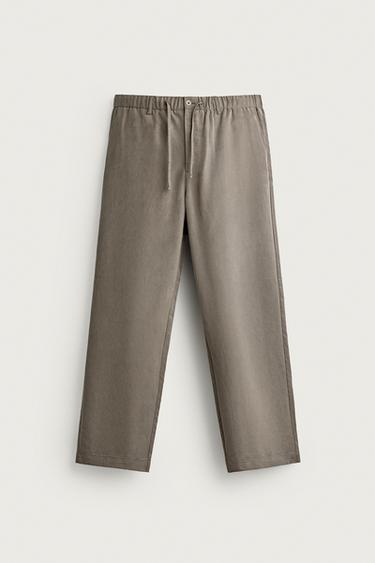 FLIESSENDE RELAXED-FIT-HOSE - Grau / Naturfarben von Zara