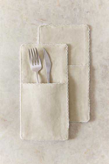 PACK OF COTTON CUTLERY TRAYS (PACK OF 2) - Light beige by Zara - Image 5
