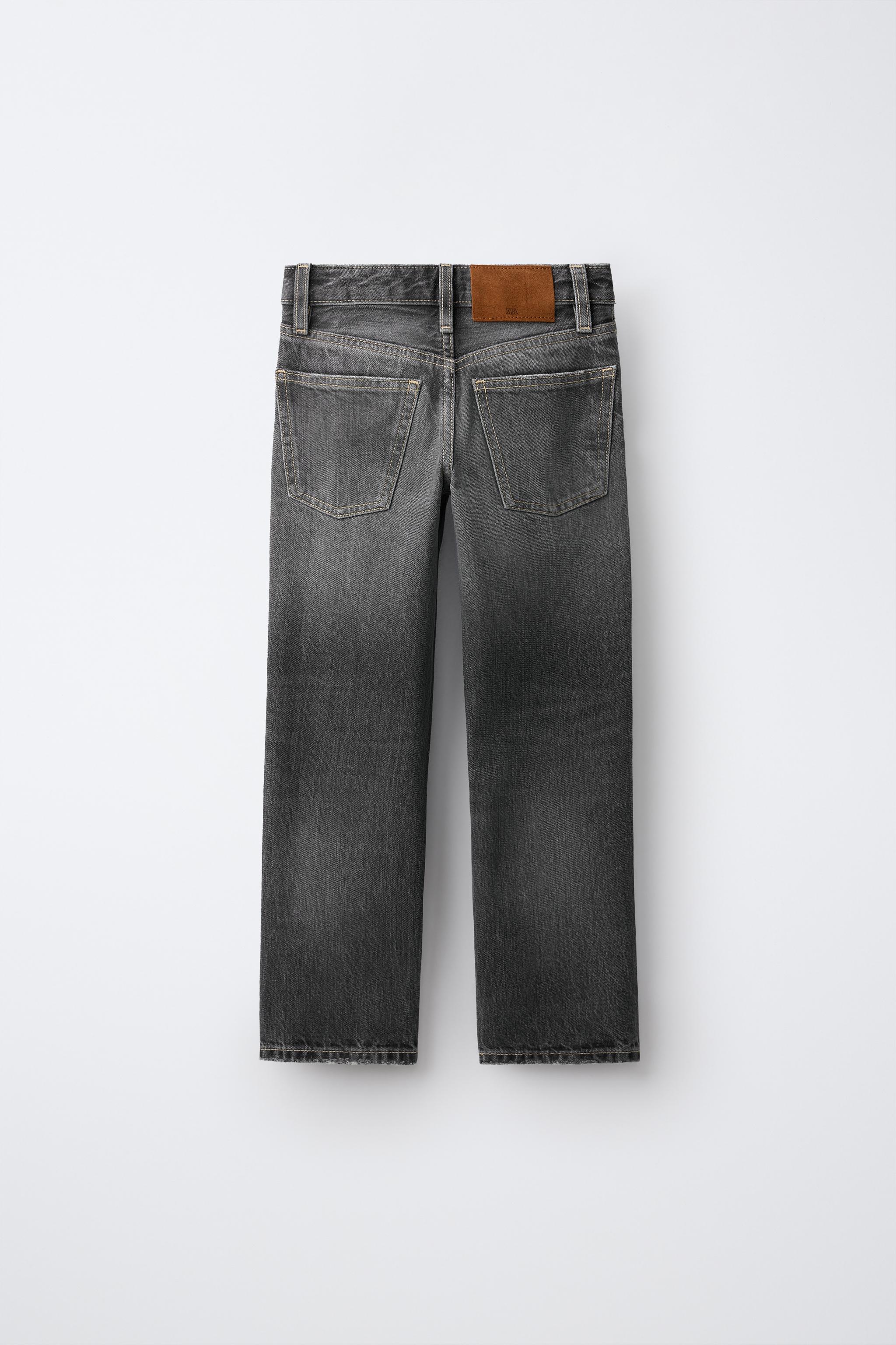 RIPPED STRAIGHT FIT JEANS — Stone (alternate view)