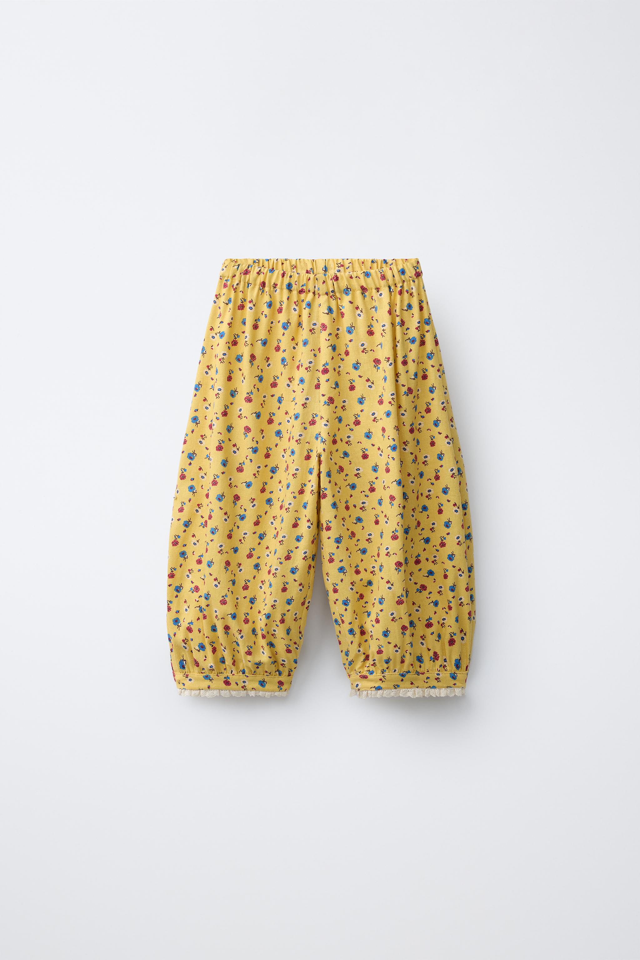 PANTALON BOUFFANT IMPRIMÉ FLEURS AVEC LIN