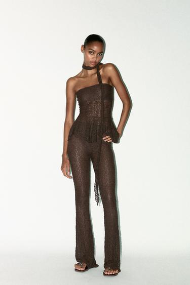 FLARE-HOSE MIT SPITZE - Braun von Zara - Bild 0