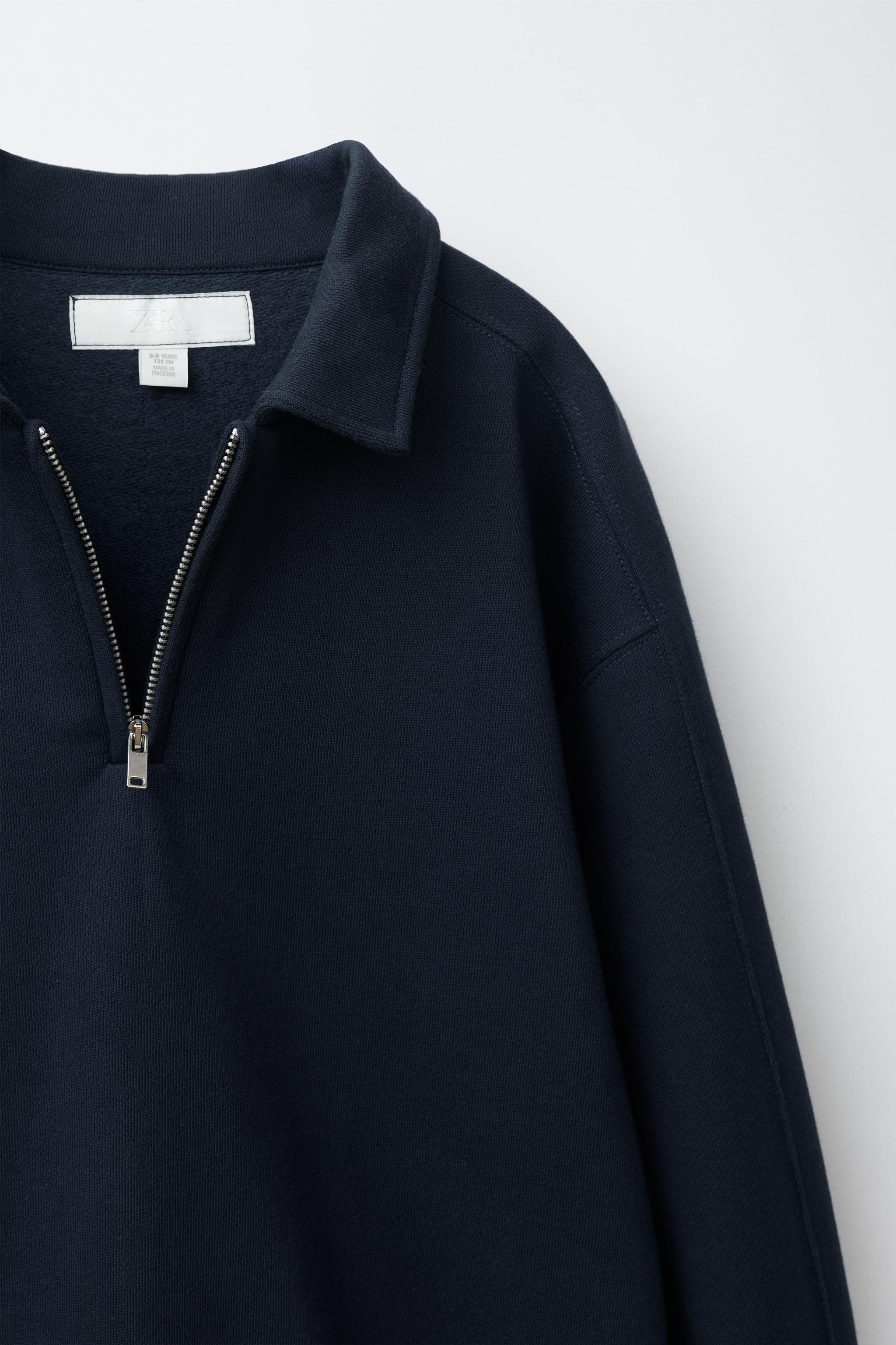 ZIP-UP POLO COLLAR SWEATSHIRT