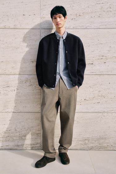 Zara 羅紋飛行員夾克 - 海藍色