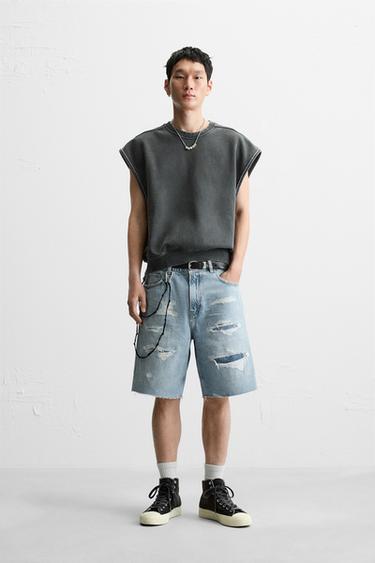BERMUDA DENIM ROTOS - Azul claro de Zara - Imagen 0