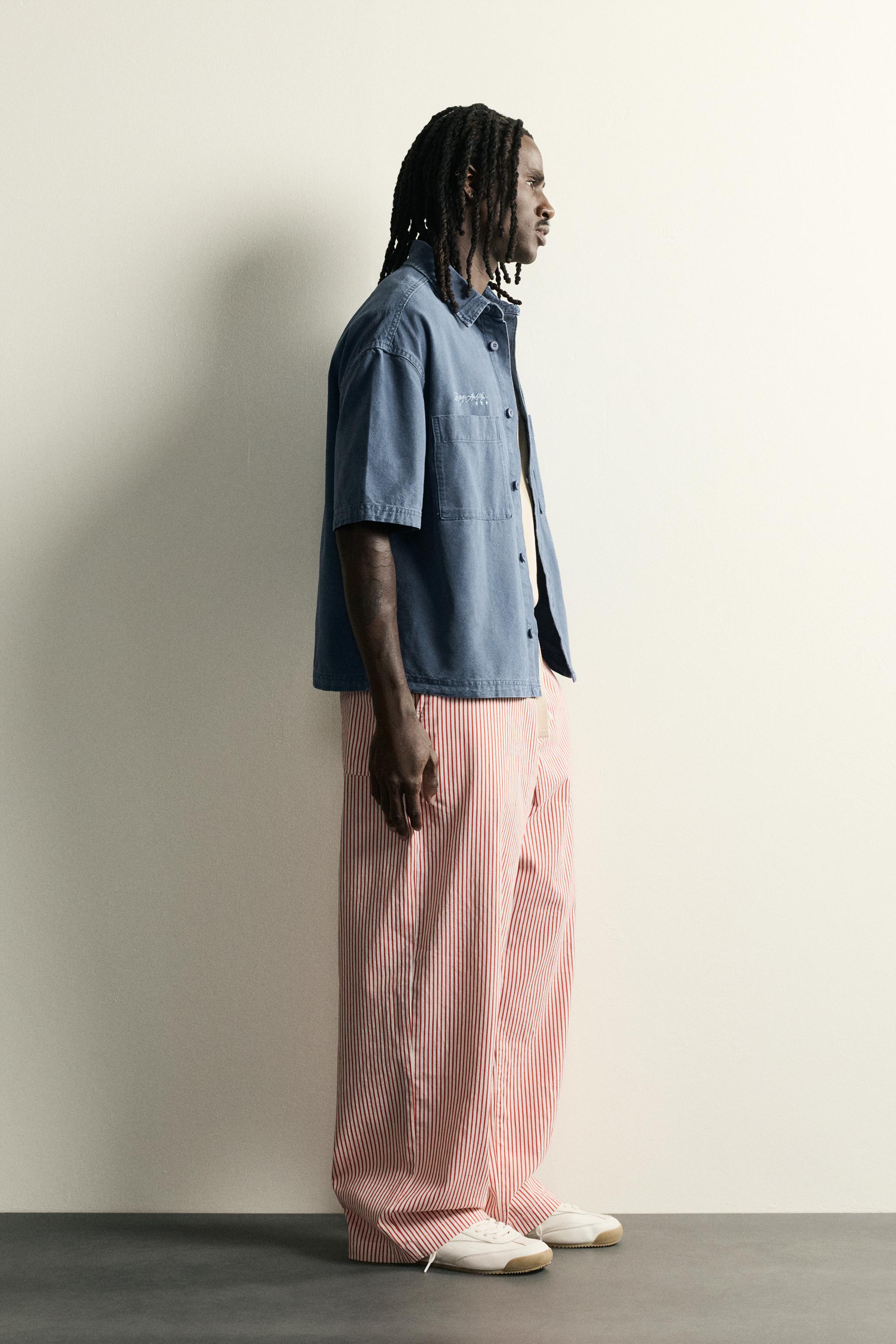 STRIPED BAGGY FIT PANTS