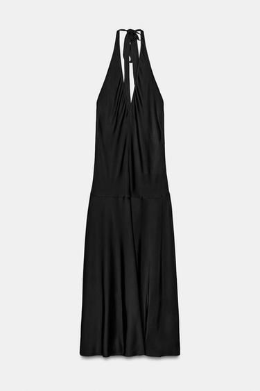 ZW COLLECTION SATIN HALTER DRESS - Black by Zara - Image 0