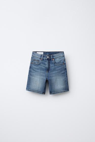 Zara FIVE-POCKET DENIM SHORTS - Blue
