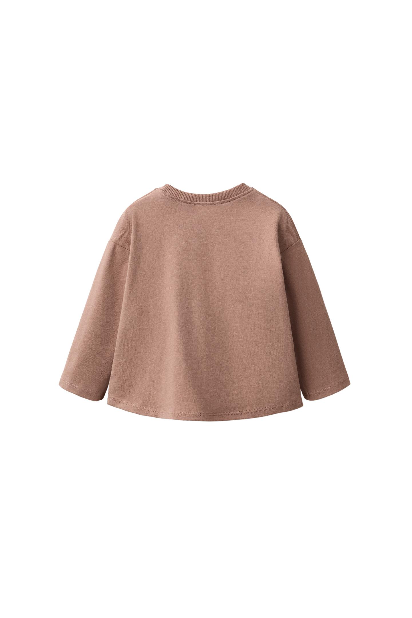 Детская футболка Zara Plain, цвет: Коричневый — фото 3