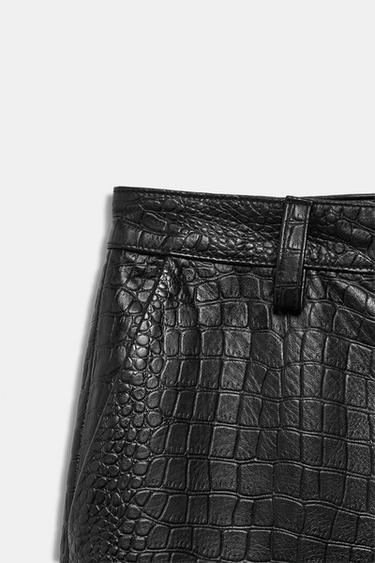 ZW COLLECTION LIMITED EDITION CROC LEATHER TROUSERS - Black by Zara - Image 10