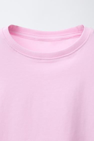 LOT DE TROIS T-SHIRTS UNIS ET À RAYURES - Rose de Zara - Image 3